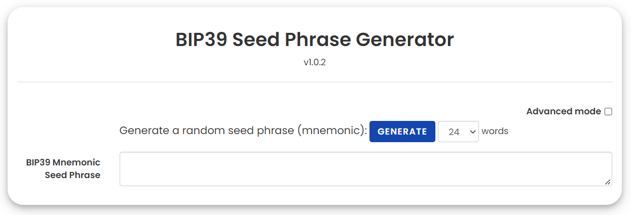 bip39 seed phrase generator