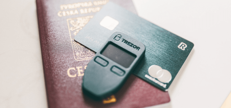 Trezor Model One black with card and passport